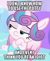 Size: 503x613 | Tagged: safe, derpibooru import, edit, edited screencap, screencap, princess flurry heart, the crystalling, caption, condescending flurry heart, image macro, meme, reaction image, solo, unamused