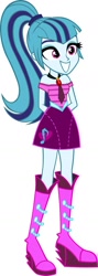 Size: 564x1590 | Tagged: safe, sonata dusk, equestria girls, rainbow rocks, boots, clothes, cute, hands behind back, high heel boots, jewelry, necktie, pendant, ponytail, skirt, smiling, vector