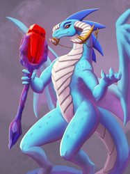 Size: 1200x1606 | Tagged: safe, artist:keilinkzone, derpibooru import, dragon lord ember, princess ember, dragon, gauntlet of fire, bloodstone scepter, solo