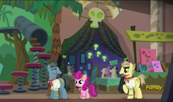 Size: 1839x1080 | Tagged: safe, derpibooru import, screencap, doctor caballeron, strawberry parchment, pony, stranger than fan fiction, discovery family logo