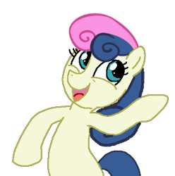 Size: 404x408 | Tagged: artist needed, safe, derpibooru import, bon bon, sweetie drops, meme, oh you, open mouth, simple background, smiling, solo, transparent background