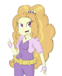 Size: 1557x1904 | Tagged: safe, artist:mildockart, adagio dazzle, equestria girls, rainbow rocks, breasts, cleavage, clothes, fangs, female, fingerless gloves, gloves, jewelry, open mouth, pendant, simple background, smiling, solo