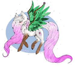 Size: 1600x1428 | Tagged: safe, artist:niniibear, derpibooru import, pegasus, pony, brown, cute, green, hair, lotus love, pink, solo, wood