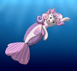 Size: 1862x1722 | Tagged: safe, artist:midnightfire1222, derpibooru import, sweetie belle, angler fish, merpony, angler seapony, cutie mark, mermaidized, solo, species swap, the cmc's cutie marks, underwater