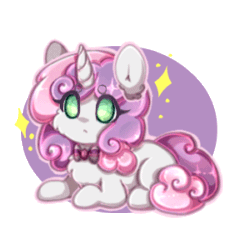 Size: 300x300 | Tagged: safe, artist:tolsticot, sweetie belle, pony, unicorn, :<, animated, behaving like a cat, blinking, bow, bowtie, cheek fluff, chest fluff, cute, diasweetes, ear fluff, ear twitch, female, filly, floppy ears, fluffy, frown, gif, kitty belle, looking at you, no pupils, pawing, pawing the ground, prone, simple background, solo, sparkles, starry eyes, transparent background, weapons-grade cute, wingding eyes