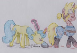 Size: 1200x834 | Tagged: safe, artist:marta4708, derpibooru import, lemon hearts, oc, magic, traditional art, vacuum cleaner