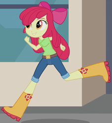 Size: 646x711 | Tagged: safe, derpibooru import, screencap, apple bloom, equestria girls, rainbow rocks, boots, green shirt, outfit catalog, shoes, solo