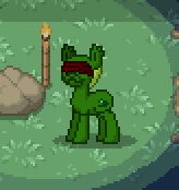 Size: 164x174 | Tagged: safe, derpibooru import, oc, oc only, frog, grass, halloween, night, pixel art, pony town, rock, solo, torch