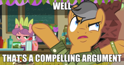 Size: 1283x679 | Tagged: safe, derpibooru import, screencap, carrot bun, quibble pants, pony, stranger than fan fiction, meme, sarcasm