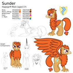 Size: 1280x1280 | Tagged: safe, artist:cybersquirrel, oc, oc only, oc:sunder, classical hippogriff, hippogriff, female, reference sheet, solo