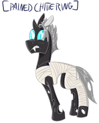 Size: 2024x2500 | Tagged: safe, artist:darklordsnuffles, derpibooru import, oc, oc only, oc:#4330715, oc:masque, changeling, bandage, standing