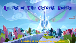 Size: 1280x720 | Tagged: safe, artist:westrail642fan, derpibooru import, screencap, pony, the crystal empire, fanfic art, fanfic cover, return of the crystal empire