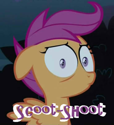 Size: 369x407 | Tagged: safe, derpibooru import, edit, edited screencap, screencap, scootaloo, caption, image macro, meme, solo