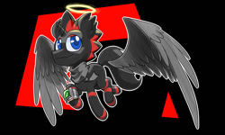 Size: 1024x614 | Tagged: safe, artist:cero, artist:jubei the pony, derpibooru import, oc, oc only, alicorn, pony, alicorn oc, clothes, halo, pipbuck, scarf, solo