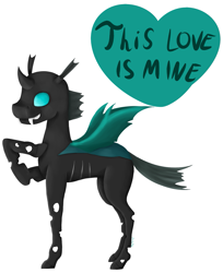 Size: 1381x1692 | Tagged: safe, artist:heniek, derpibooru import, thorax, changeling, heart, male, raised hoof, solo, text