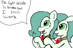 Size: 1014x668 | Tagged: artist needed, safe, color edit, derpibooru import, edit, edited edit, oc, oc only, oc:emerald jewel, earth pony, pony, abuse recovery, amulet, broken inside, child, color, colored, colt quest, cute, disturbed, encouragement, foal, hope, hopeful, hug, male, mental illness, optimism, recovery, smiling, talking, talking to viewer, text, trauma resolved, young