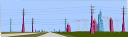 Size: 4644x1373 | Tagged: safe, artist:oceanrailroader, derpibooru import, background, crystal, crystal empire, modernized, power line, road, road sign