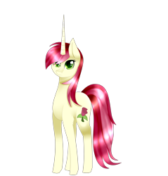 Size: 3000x3140 | Tagged: safe, artist:little-sketches, derpibooru import, roseluck, pony, unicorn, race swap, solo