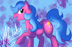 Size: 900x585 | Tagged: safe, artist:wubcakeva, melody, earth pony, pony, g1, my little pony tales, female, looking back, mare, raised hoof, solo