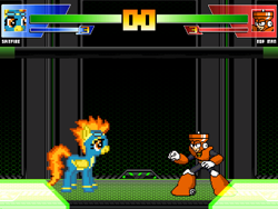 Size: 960x720 | Tagged: safe, derpibooru import, spitfire, crossover, desktop ponies, megaman, mugen, pixel art, top man, video game