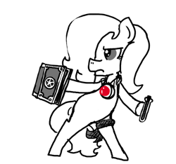 Size: 640x600 | Tagged: safe, artist:ficficponyfic, derpibooru import, oc, oc only, oc:emerald jewel, amulet, angry, bandana, bipedal, child, colt, colt quest, femboy, fight, foal, glare, hair over one eye, male, monochrome, neo noir, partial color, pose, potion, solo, spellbook, standing, story included, vial