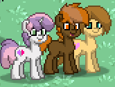 Size: 166x126 | Tagged: safe, derpibooru import, button mash, sweetie belle, oc, oc:cream heart, buttonbetes, cute, group, group photo, pony town