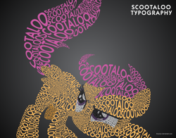 Size: 1400x1100 | Tagged: safe, artist:thundy-r, derpibooru import, scootaloo, raised tail, solo, tail, typography