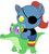 Size: 836x937 | Tagged: safe, artist:red4567, derpibooru import, gummy, pony, baby, baby fish, baby pony, crossover, cute, pacifier, ponies riding gators, ponified, riding, undertale, undyne