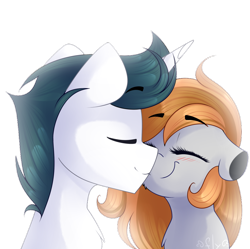 Size: 1024x1020 | Tagged: safe, artist:starlyflygallery, derpibooru import, oc, oc only, earth pony, pony, unicorn, kissing, male, straight