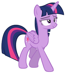 Size: 7000x7900 | Tagged: safe, artist:tardifice, derpibooru import, twilight sparkle, twilight sparkle (alicorn), alicorn, pony, every little thing she does, absurd resolution, bedroom eyes, female, folded wings, lidded eyes, mare, simple background, smiling, solo, transparent background, vector, walking