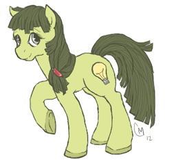 Size: 345x321 | Tagged: safe, artist:cheerimoya, derpibooru import, oc, oc only, oc:olive green, earth pony, pony, solo