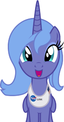 Size: 693x1325 | Tagged: safe, artist:badumsquish, derpibooru exclusive, princess luna, alicorn, pony, american flag, female, folded wings, happy, looking at you, nasa, open mouth, pose, s1 luna, simple background, sitting, smiling, solo, transparent background