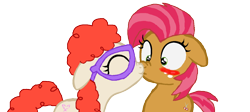 Size: 1280x573 | Tagged: safe, artist:ktd1993, babs seed, twist, pony, babstwist, blushing, crack shipping, female, kissing, lesbian, shipping