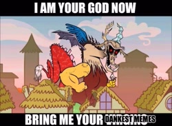 Size: 665x486 | Tagged: safe, derpibooru import, discord, .mov, dank, i am your god now bring me your virgins, image macro, meme, pony.mov