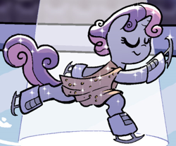 Size: 457x378 | Tagged: safe, derpibooru import, idw, sweetie belle, friends forever, spoiler:comic, spoiler:comicff2, cute, diasweetes, figure skating, ice skates, outfit catalog, solo