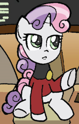 Size: 208x322 | Tagged: safe, derpibooru import, idw, sweetie belle, friends forever, spoiler:comic, spoiler:comicff2, outfit catalog, solo, star trek, star trek: the next generation