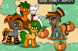 Size: 288x189 | Tagged: safe, derpibooru import, screencap, slendermane, oc, oc only, oc:pumpkin patch, pony, clothes, food, pony town, pumpkin, pumpkin pony, socks, striped socks