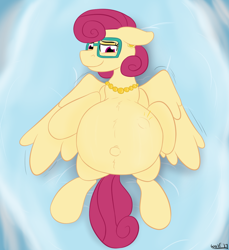 Size: 1100x1200 | Tagged: safe, artist:theimmortalwolf, posey shy, pegasus, pony, belly, belly button, explicit source, kicking, on back, outie belly button, pregnant, solo