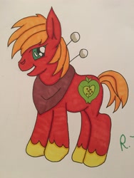 Size: 3024x4032 | Tagged: safe, artist:rainbowtashie, derpibooru import, big macintosh, earth pony, pony, alternate style, male, markers, smiling, solo, stallion, traditional art