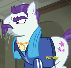 Size: 1049x1008 | Tagged: safe, derpibooru import, screencap, mr. stripes, pony, the saddle row review, discovery family logo, solo