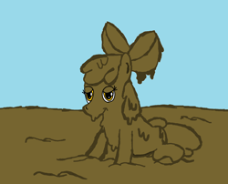 Size: 1594x1290 | Tagged: safe, artist:amateur-draw, derpibooru import, apple bloom, 1000 hours in ms paint, bedroom eyes, ms paint, mud, muddy, solo