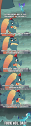 Size: 1280x5040 | Tagged: safe, derpibooru import, edit, edited screencap, screencap, dragon lord torch, princess ember, dragon, gauntlet of fire, caption, comic, disrespecting your parents now?, dragoness, duo, father and child, father and daughter, image macro, language, male, meme, parent and child, swearing, teenaged dragon, text, vulgar