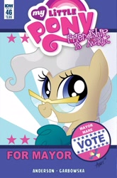 Size: 1054x1600 | Tagged: safe, artist:agnesgarbowska, derpibooru import, idw, mayor mare, spoiler:comic, spoiler:comic46, cover, politics in the comments