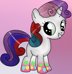 Size: 883x905 | Tagged: safe, artist:tajemniczynick, derpibooru import, sweetie belle, rainbow power, rainbow power-ified, smiling, solo