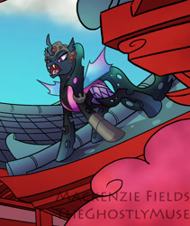 Size: 1280x1517 | Tagged: safe, artist:ghostlymuse, derpibooru import, changeling, clothes, crossover, overwatch, ponified, widowmaker