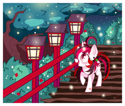 Size: 1200x1020 | Tagged: safe, artist:ipun, derpibooru import, oc, oc only, pony, unicorn, female, heart eyes, mare, night, solo, stairs, wingding eyes