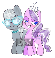 Size: 1024x1086 | Tagged: safe, artist:oreomonsterr, derpibooru import, diamond tiara, silver spoon, earth pony, pony, watermark