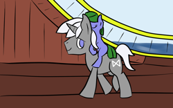 Size: 1280x800 | Tagged: safe, artist:saria the frost mage, derpibooru import, oc, oc only, oc:clover patch, oc:silverwind (a foal's adventure), pony, unicorn, a foal's adventure, adult, child, color, cutie mark, cyoa, female, filly, foal, horn, mage, male, ocean, on back, pirate, pirate ship, railing, ship, sky, smiling, stallion, story included