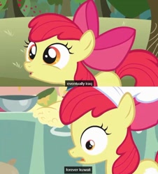 Size: 634x701 | Tagged: safe, derpibooru import, screencap, apple bloom, pony, call of the cutie, iraq, kuwait, meme, youtube caption