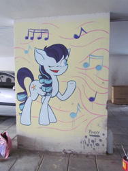 Size: 1024x1365 | Tagged: safe, artist:avizo-23, derpibooru import, coloratura, garage, graffiti, painting, rara, solo, traditional art